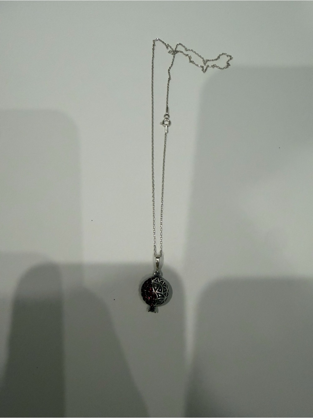 Sterling Silver Red Garnet Orb Pendant Necklace